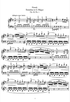 Thumbnail of first page of Sonata, Op.20 No.2 piano sheet music PDF by Dussek.