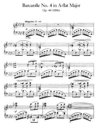 Thumbnail of first page of Barcarolle No.4, Op.44 piano sheet music PDF by Faure.