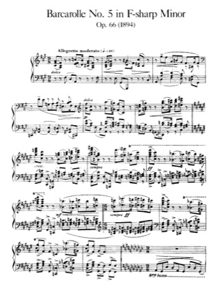 Thumbnail of first page of Barcarolle No.5, Op.66 piano sheet music PDF by Faure.