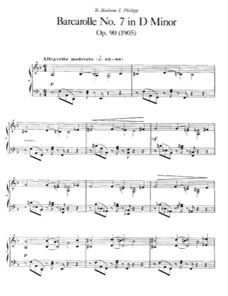 Thumbnail of first page of Barcarolle No.7, Op.90 piano sheet music PDF by Faure.