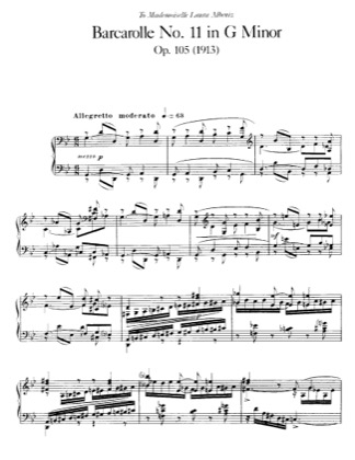 Thumbnail of first page of Barcarolle No.11, Op.105 piano sheet music PDF by Faure.