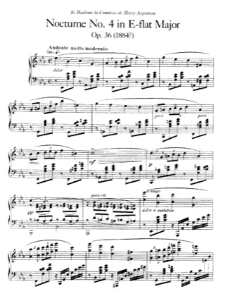 Thumbnail of first page of Nocturne No.4, Op.36 piano sheet music PDF by Faure.