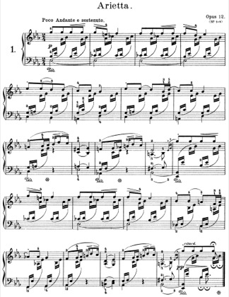 Thumbnail of first page of Lyric Pieces, Op.12 piano sheet music PDF by Grieg.
