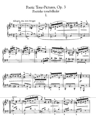Thumbnail of first page of Poetic Tone-Picture, Op.3 piano sheet music PDF by Grieg.