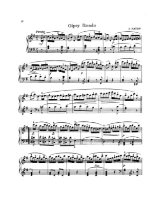 Thumbnail of first page of Gypsy Rondo in G major piano sheet music PDF by Haydn.