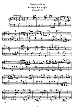 Thumbnail of first page of Sonata No.2 in B flat major piano sheet music PDF by Haydn.