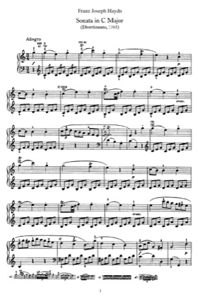 Thumbnail of first page of Sonata No.3 in C major piano sheet music PDF by Haydn.
