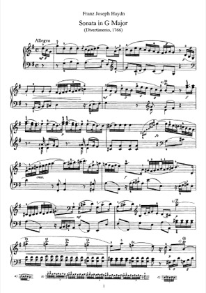 Thumbnail of first page of Sonata No.6 in G major piano sheet music PDF by Haydn.