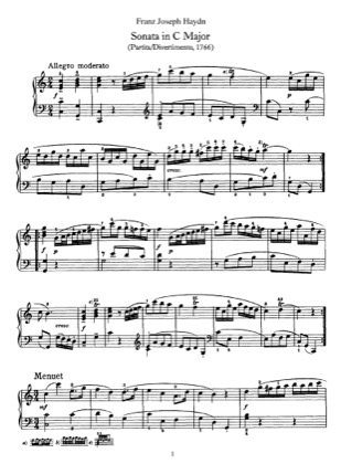 Thumbnail of first page of Sonata No.7 in C major piano sheet music PDF by Haydn.