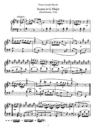 Thumbnail of first page of Sonata No.8 in G major piano sheet music PDF by Haydn.