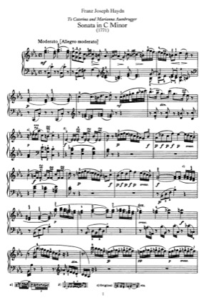 Thumbnail of first page of Sonata No.20 in c minor piano sheet music PDF by Haydn.