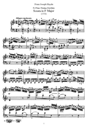 Thumbnail of first page of Sonata No.23 in F major piano sheet music PDF by Haydn.
