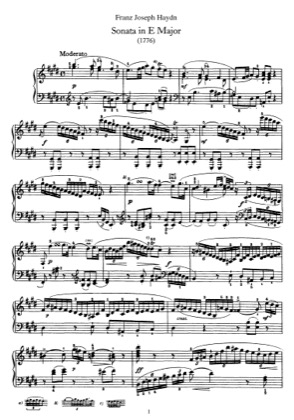 Thumbnail of first page of Sonata No.31 in E major piano sheet music PDF by Haydn.