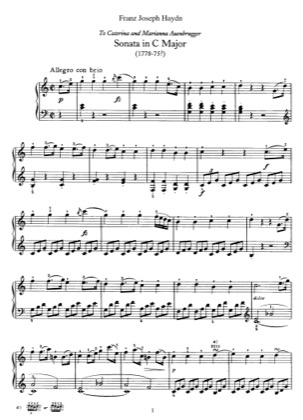 Thumbnail of first page of Sonata No.35 in C major piano sheet music PDF by Haydn.
