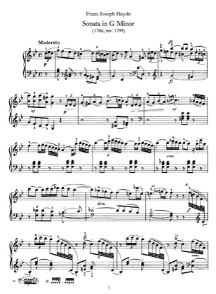 Thumbnail of first page of Sonata No.44 in g minor piano sheet music PDF by Haydn.