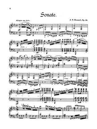 Thumbnail of first page of Sonata No.2, Op.13 piano sheet music PDF by Hummel.