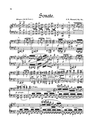 Thumbnail of first page of Sonata No.5, Op.81 piano sheet music PDF by Hummel.