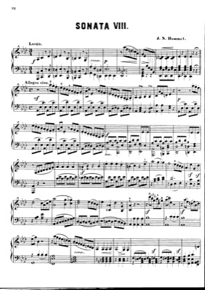 Thumbnail of first page of Sonata No.8 piano sheet music PDF by Hummel.