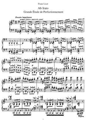 Thumbnail of first page of Ab Irato, Etude de perfectionnement, S.143 piano sheet music PDF by Liszt.