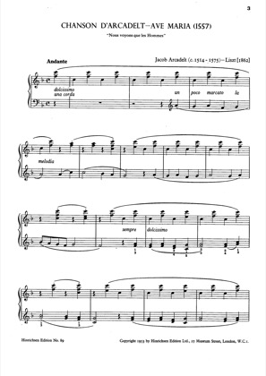 Thumbnail of first page of Alleluia et Ave Maria, S.183 piano sheet music PDF by Liszt.
