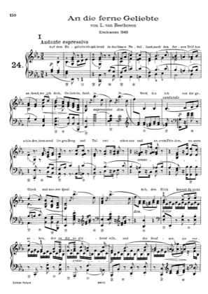 Thumbnail of first page of An die ferne Geliebte, by Beethoven, S.469 piano sheet music PDF by Liszt.