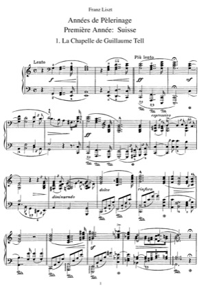 Thumbnail of first page of Premiere Annee: Suisse, S.160 piano sheet music PDF by Liszt.