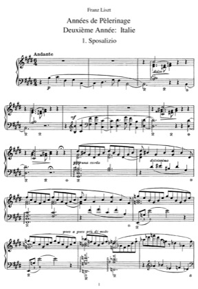 Thumbnail of first page of Deuxieme Annee: Italie, S.161 piano sheet music PDF by Liszt.