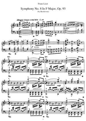 Thumbnail of first page of Symphony No.8 in F major, Op.93 (S.464/8) piano sheet music PDF by Liszt.