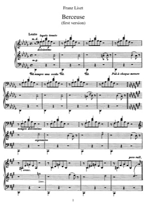 Thumbnail of first page of Berceuse, S.174 piano sheet music PDF by Liszt.