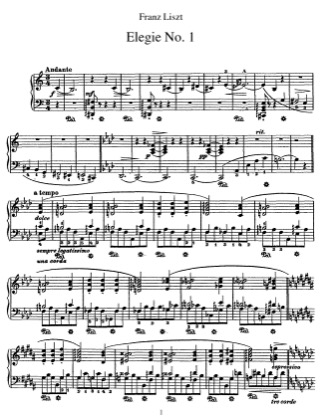 Thumbnail of first page of Elegie No.1, S.196 piano sheet music PDF by Liszt.