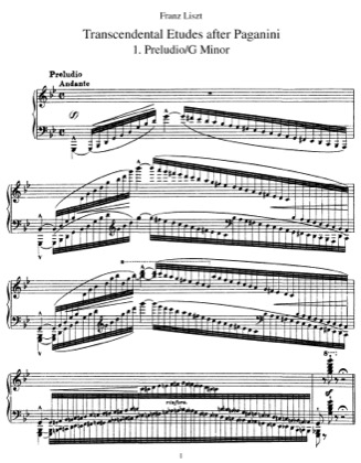 Thumbnail of first page of Etudes d'execution transcendante (Paganini), S.140 piano sheet music PDF by Liszt.