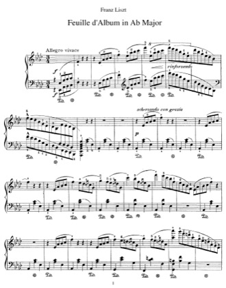 Thumbnail of first page of Feuilles d'album, S.165 piano sheet music PDF by Liszt.
