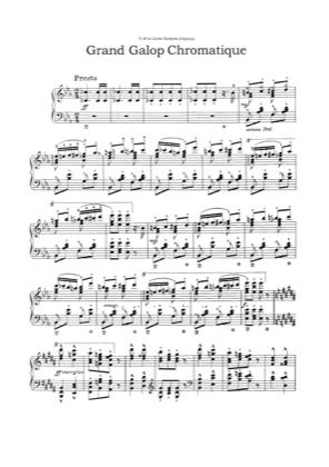 Thumbnail of first page of Grand Galop Chromatique piano sheet music PDF by Liszt.