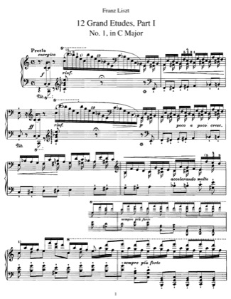Thumbnail of first page of 12 Grandes Etudes, S.137 piano sheet music PDF by Liszt.