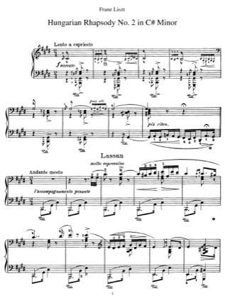 Thumbnail of first page of Hungarian Rhapsody No.2, S.244/2 piano sheet music PDF by Liszt.