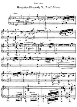 Thumbnail of first page of Hungarian Rhapsody No.7, S.244/7 piano sheet music PDF by Liszt.