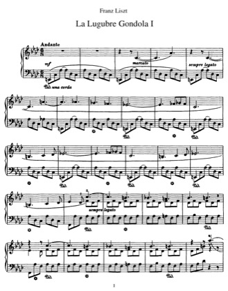 Thumbnail of first page of La Lugubre Gondola, S.200 piano sheet music PDF by Liszt.