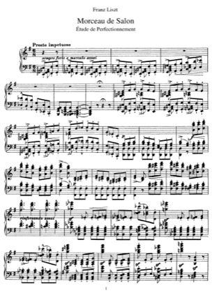 Thumbnail of first page of Morceau de Salon, Etude de perfectionnement, S.142 piano sheet music PDF by Liszt.