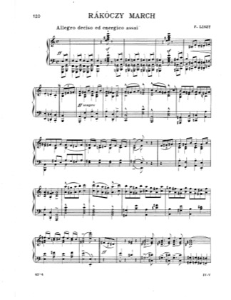 Thumbnail of first page of Rakoczy March, S.244c piano sheet music PDF by Liszt.