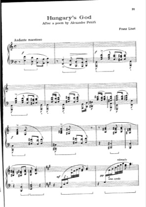 Thumbnail of first page of Ungarns Gott, S.543 piano sheet music PDF by Liszt.