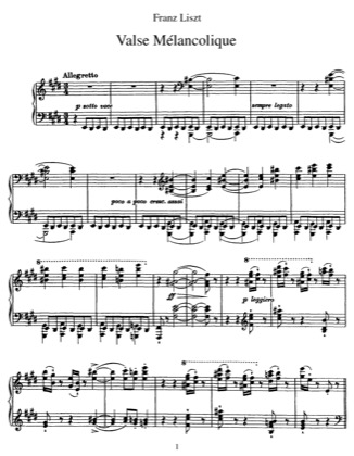 Thumbnail of first page of Valse melancolique, S.210 piano sheet music PDF by Liszt.
