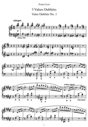 Thumbnail of first page of Valses Oubliees, S.215 piano sheet music PDF by Liszt.
