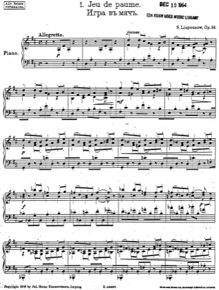 Thumbnail of first page of 6 Easy Pieces, Op.59 piano sheet music PDF by Lyapunov.