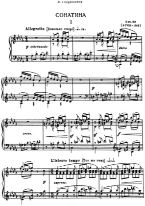 Thumbnail of first page of Sonatina, Op.65 piano sheet music PDF by Lyapunov.