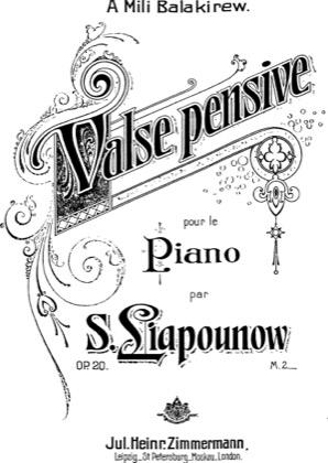Thumbnail of first page of Valse Pensive, Op.20 piano sheet music PDF by Lyapunov.