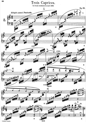 Thumbnail of first page of 3 Caprices, Op.33 piano sheet music PDF by Mendelssohn.