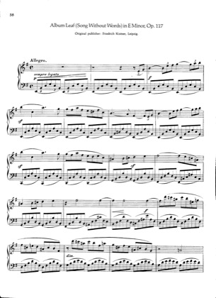 Thumbnail of first page of Feuille d'album, Op.117 piano sheet music PDF by Mendelssohn.