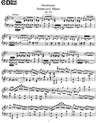 Thumbnail of first page of Sonata No.2, Op.105 piano sheet music PDF by Mendelssohn.
