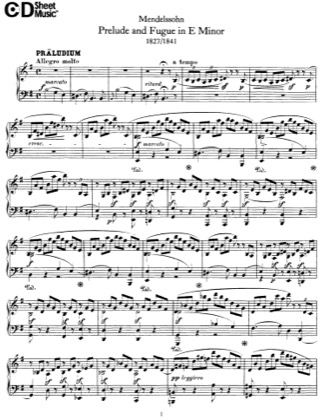 Thumbnail of first page of Prelude and Fugue, WoO.13 piano sheet music PDF by Mendelssohn.