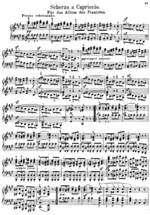Thumbnail of first page of Scherzo a Capriccio piano sheet music PDF by Mendelssohn.